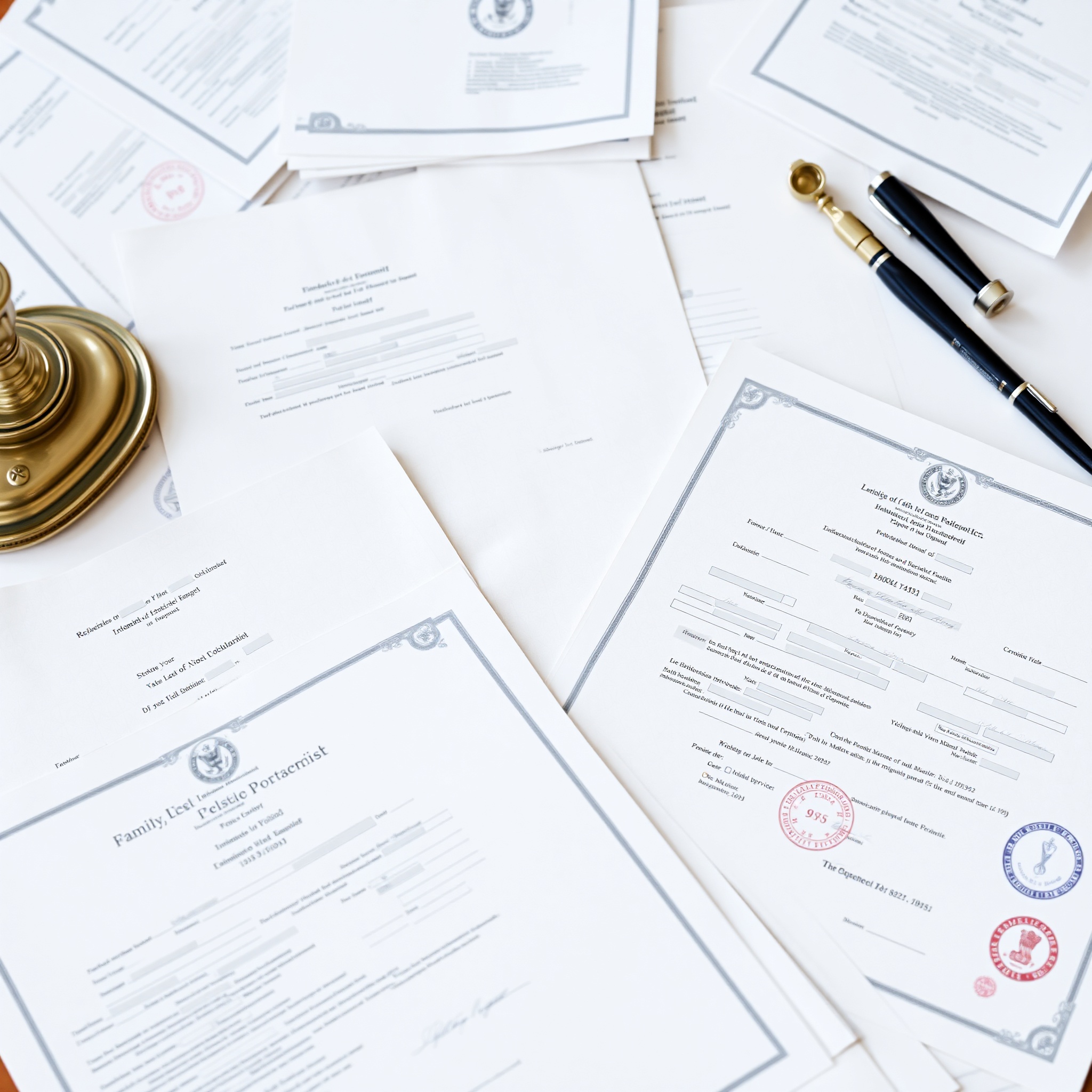 Family documents including marriage certificates and birth certificates for Polish family reunification